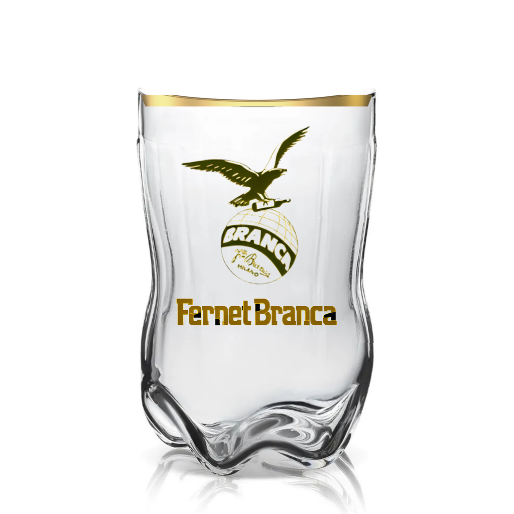VASO FERNET VIAJERO TRANSPARENTE CON LOGO DE BRANCA