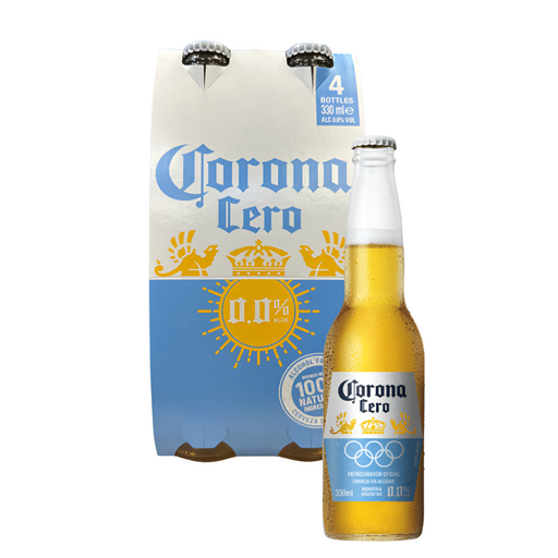 CERVEZA CORONA 330CC FOUR PACK (SIN ALCOHOL)