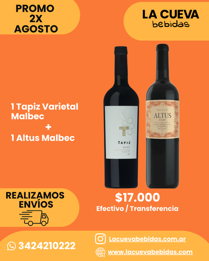 PROMO X2 TAPIZ VARIETAL + ALTUS MALBEC