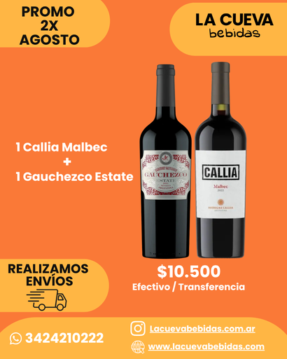 PROMO X2 CALLIA MALBEC + GAUCHEZCO ESTATE